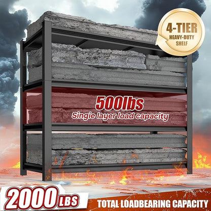 4-Shelf Heavy Duty Plastic Storage Shelves, 500lb Capacity, Large Modular - Image 3