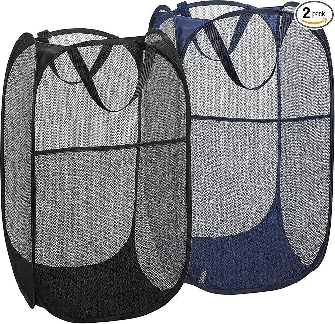 2 Pack Laundry Basket, Foldable Mesh Pop-up Laundry Hamper by LVXINLI