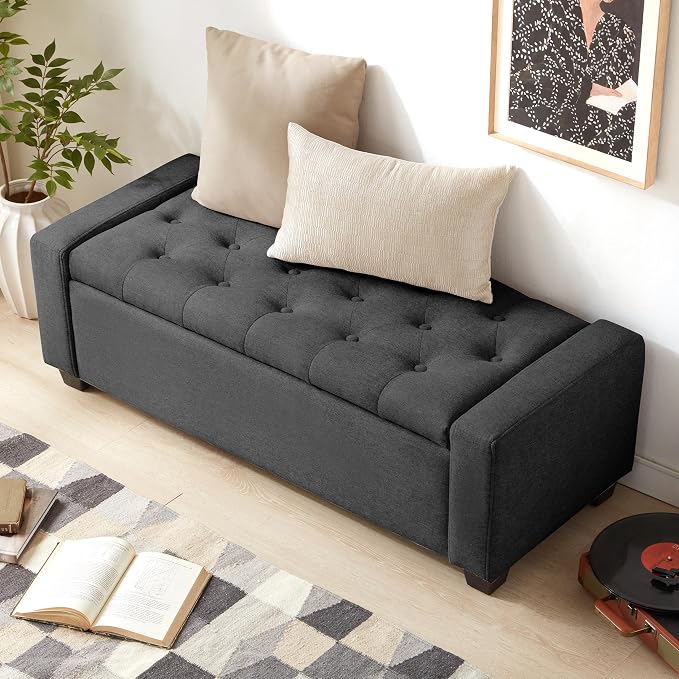 Huatean Home 48" Ottoman with Storage, Storage Ottoman Bench with Safety Hinge - Image 6