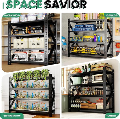 4-Tier Heavy Duty Garage Shelving, Industrial Shelving - Image 8