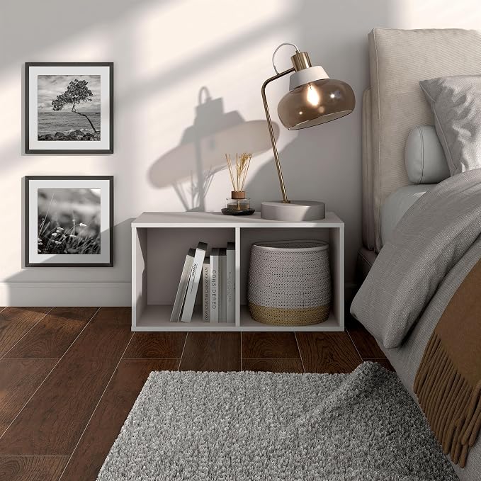 Homes: Inside + Out Apexa 2-Cube Storage Organizer Shelves, Stackable Wood - Image 2