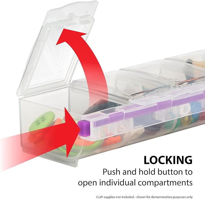 Craft Mates Bead Organizer, 7 Locking Compartments, Plastic Storage | Clear - Image 2