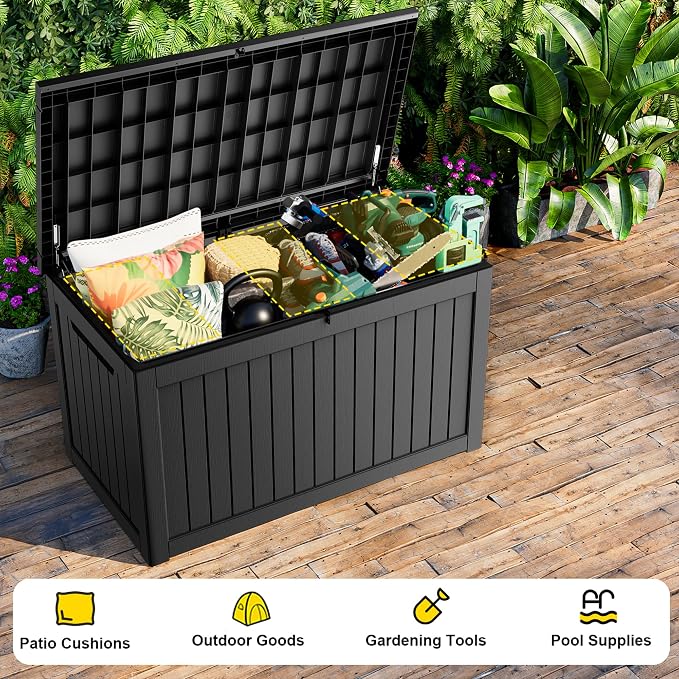 280 Gallon Outdoor Storage Box, Large Resin Deck Box - Image 7