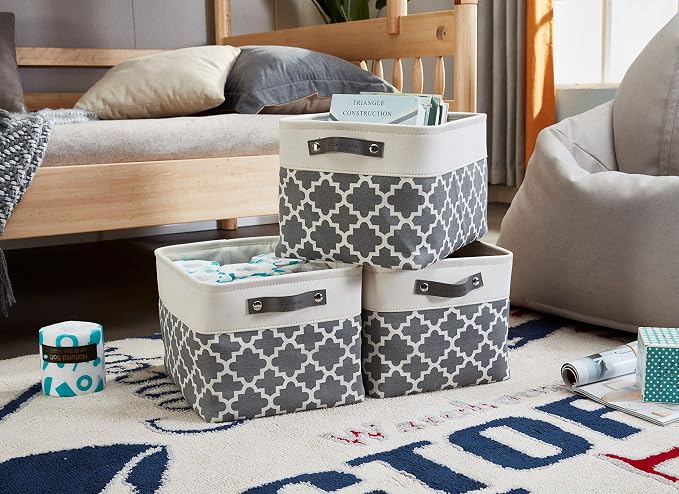 DECOMOMO Grey Storage Bins Fabric Storage Baskets - Image 2