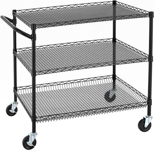 Finnhomy 3 Tier Heavy Duty Commercial Grade Utility Cart, Wire Rolling Cart by Finnhomy