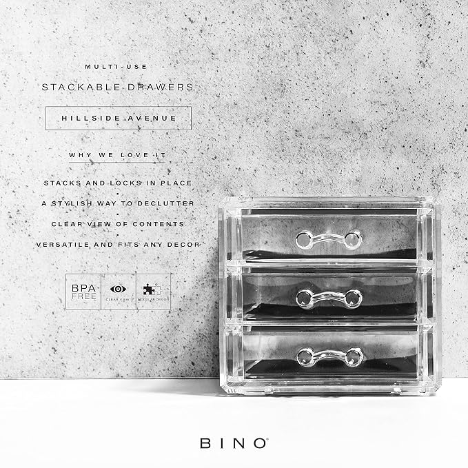 BINO THE MANHATTAN SERIES Acrylic Makeup Drawer Organizer- 3 Drawer Small | - Image 3