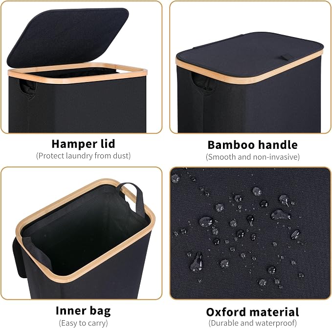 iEGrow 75L Slim Laundry Hamper, Narrow Laundry Basket - Image 4