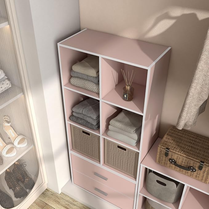 Homes: Inside + Out Apexa 6-Cube Storage Organizer Shelves, Stackable Wood - Image 13