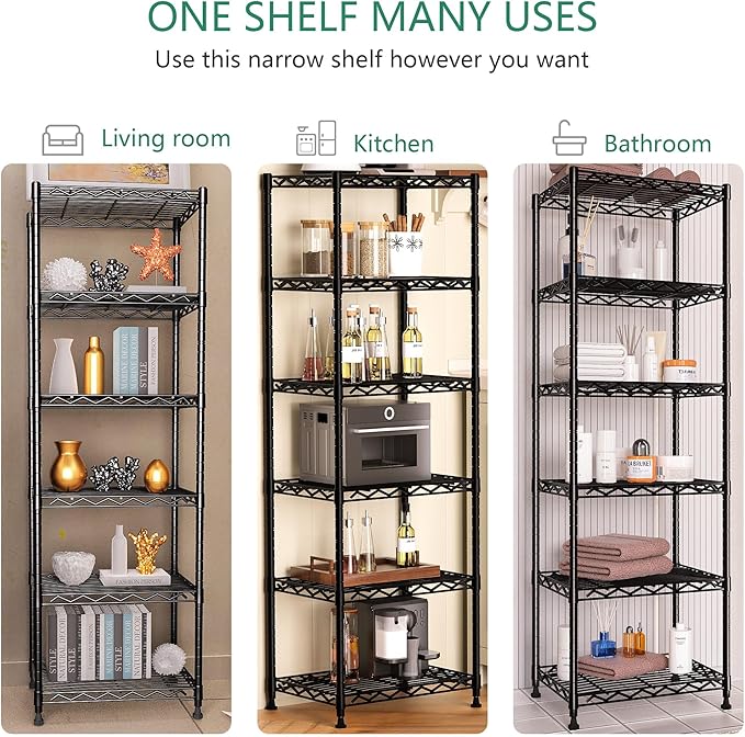 GIOTORENT 6-Tier Storage Shelves Standing Shelving Metal Units, Adjustable - Image 5