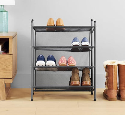 Whitmor Metal & Mesh 4-Tier Shoe Rack, Store up to 12 Pairs of Shoes - Image 6