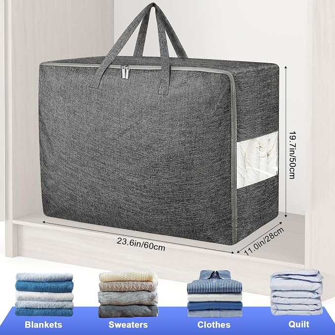 84L Extra Large Storage Bags, Folding Moving Comforter Blanket Storage Bags - Image 2
