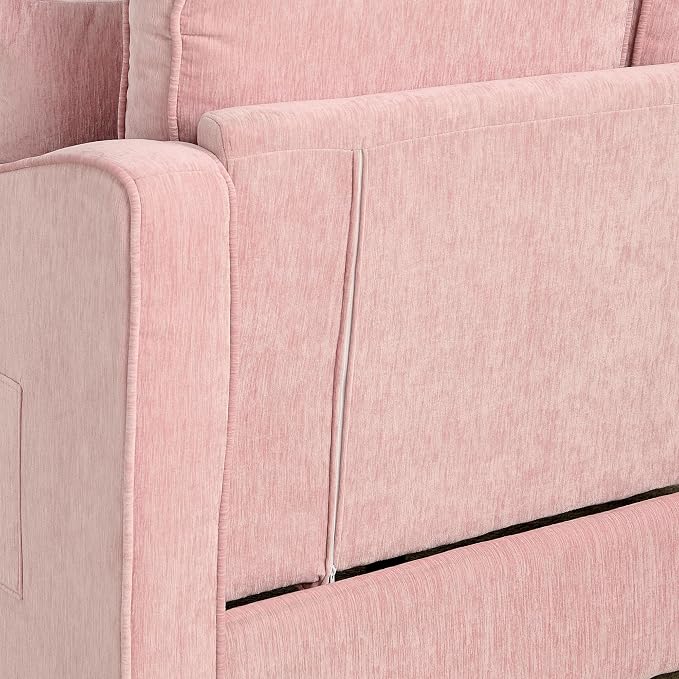 ERYE Chenille Tufted Loveseat Sofa and Ottoman Set, Tufted Recliner Sleeper - Image 7