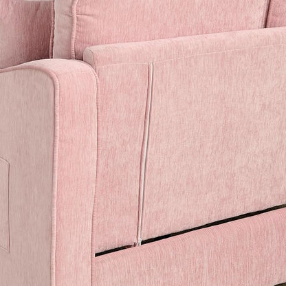 ERYE Chenille Tufted Loveseat Sofa and Ottoman Set, Tufted Recliner Sleeper - Image 7