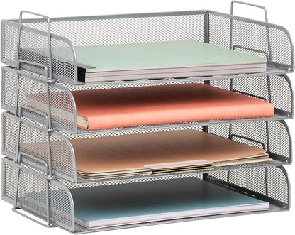 Mind Reader Stackable Paper Tray, Desktop Organizer, File Storage, Metal Mesh by MindReader