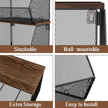 Stackable Fruit Basket for Kitchen Countertop Space Saving, Wall Mounted Mesh - Image 5