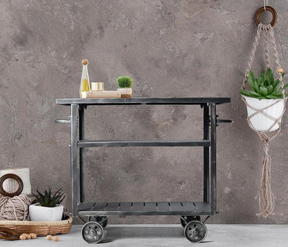 Industrial 3 Tier Mobile Bar Cart Rustic Metal Serving Cart - Image 5