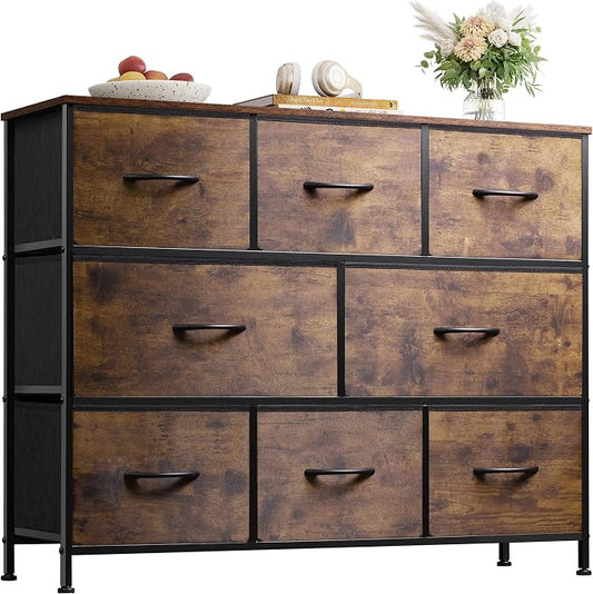 WLIVE 8 Drawer Dresser for Bedroom, Wide Chest of Drawers, Rustic Brown | 8 by WLIVE