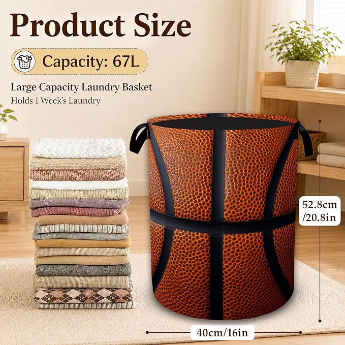 Basketball Texture Laundry Basket - Image 2