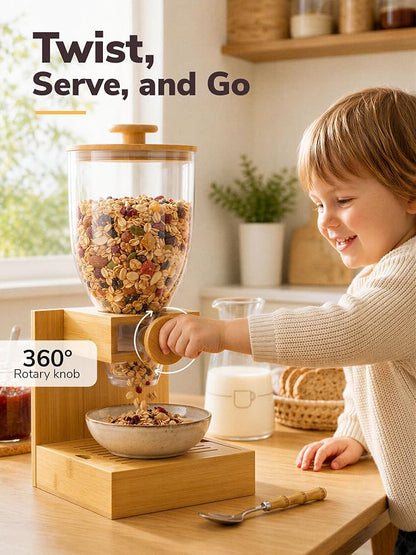 Bamboo Cereal Dispenser Countertop, 2L Airtight Cereal Containers Storage - Image 4