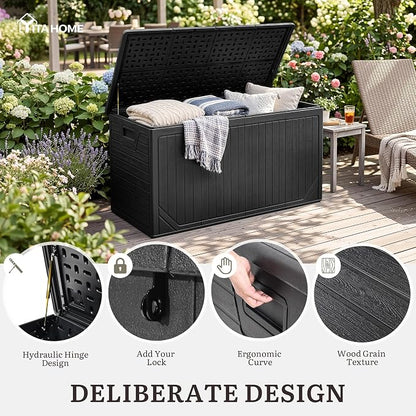 YITAHOME XXL 300 Gallon Extra Large OutdoorDeck Box, Lockable Resin Storage Box - Image 2