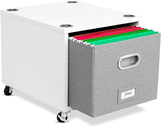 BIRDROCK HOME Rolling File Cabinet – Decorative Storage Shelf w/Removable Bins - Image 9