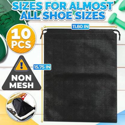 Shoe Bags for Travel, 10 Pack, 11.8"x15.75", Drawstring, Solid | Travel Shoe - Image 2