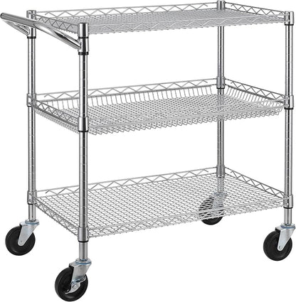 Finnhomy 3 Tier Heavy Duty Commercial Grade Utility Cart, Wire Rolling Cart by Finnhomy