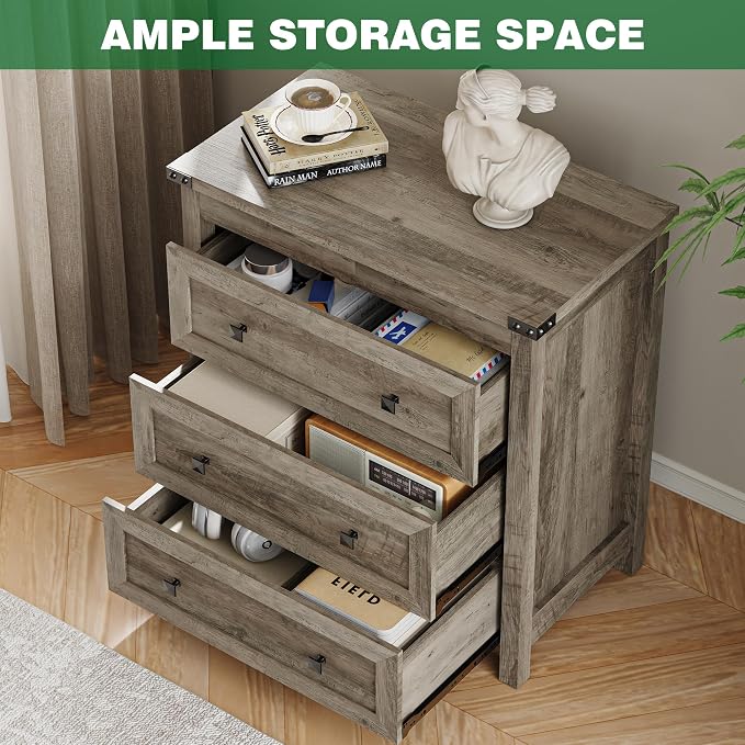 Dresser for Bedroom with 3 Drawers, Small Chests of Drawers, 27.55" Wide - Image 3