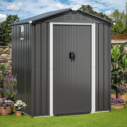 JYQAQA 6x4 FT Outdoor Storage Shed, Waterproof Metal Garden Sheds by JYQAQA