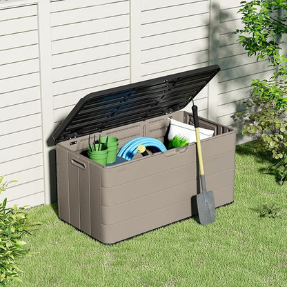 100 Gallon Plus Resin Deck Box, Waterproof Outdoor Storage Box - Image 8