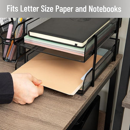 Mind Reader Stackable Paper Tray, Desktop Organizer, File Storage, Metal Mesh - Image 6