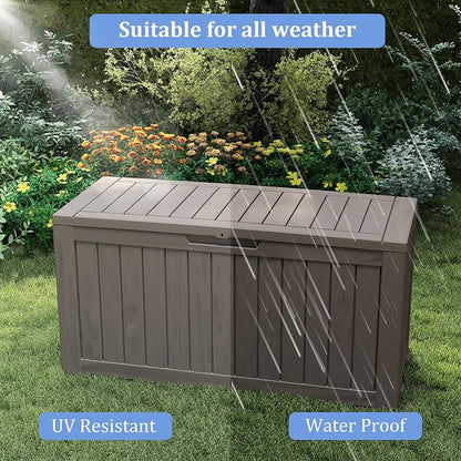 75 Gallon Deck Box, Resin Outdoor Indoor Waterproof Storage Box, Lockable - Image 5