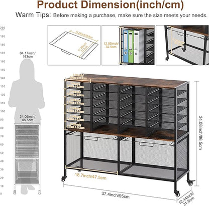 EasyPAG Rolling File Cart with 24 Slot Mail Organizer, Under Desk Storage with - Image 3