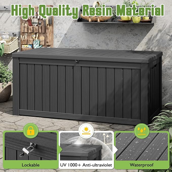 KAMABOKO Outdoor Storage Box, 150 Gallon Large Outdoor Resin Deck Box, Storage - Image 5