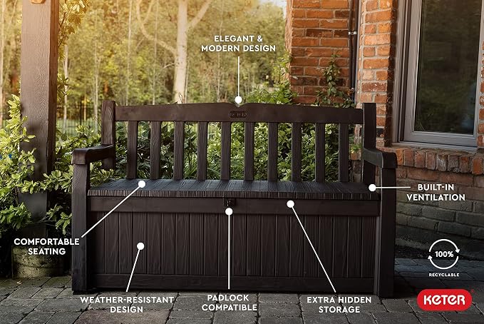 Keter Solana 70 Gallon Storage Bench Deck Box - Image 5