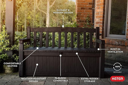 Keter Solana 70 Gallon Storage Bench Deck Box - Image 5
