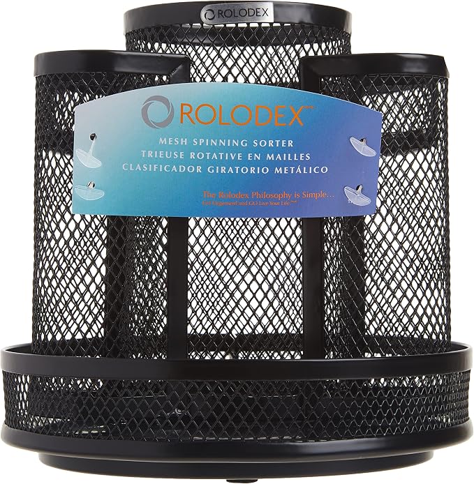 Rolodex Desk Organizer Rotating Office Supply Caddy Mesh Black - Image 6