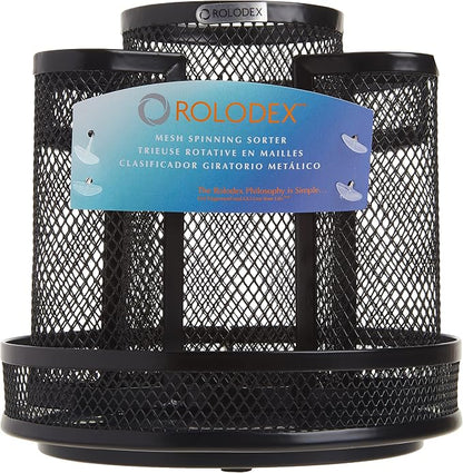 Rolodex Desk Organizer Rotating Office Supply Caddy Mesh Black - Image 6