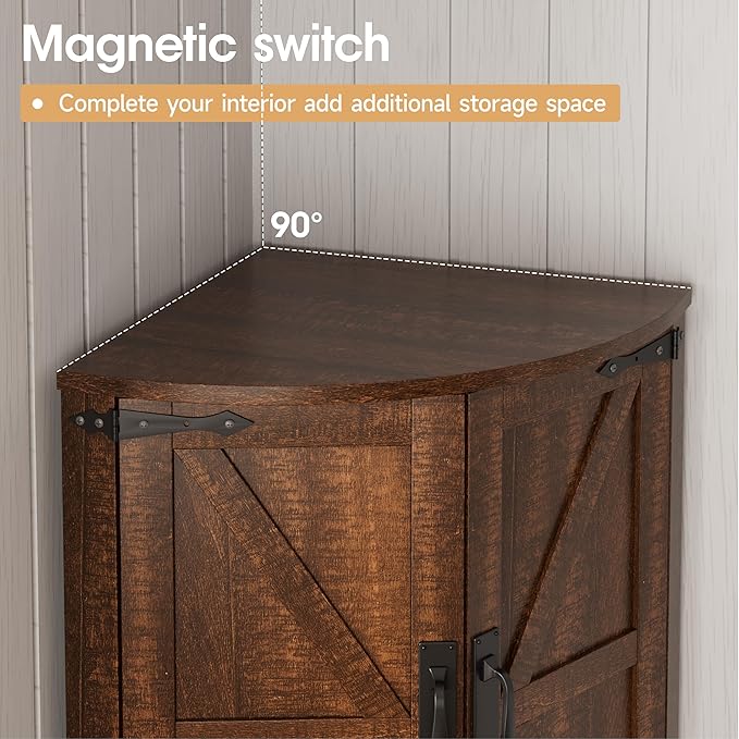 Vabches 64.8" Tall Farmhouse Corner Cabinet - Image 6