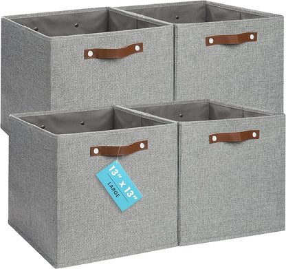 OrganiHaus 13" x 13" x 13" Cube Fabric Storage Bins Set of 4, Canvas Storage by OrganiHaus