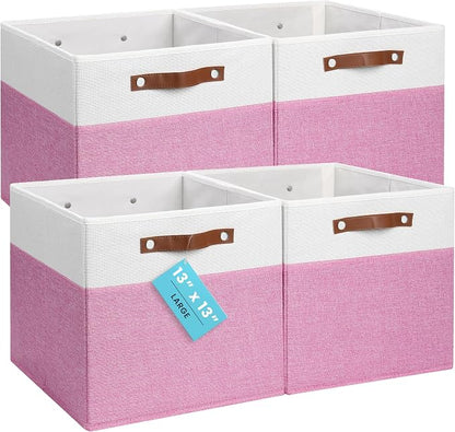 OrganiHaus 13" x 13" x 13" Cube Fabric Storage Bins Set of 4, Fabric Storage by OrganiHaus