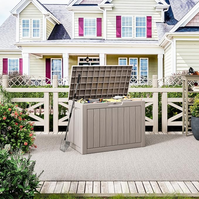 45 Gallon Outdoor Storage Deck Box Waterproof, Garden Tool, Backyard Cushion - Image 8