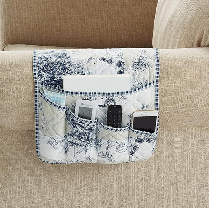 Brilliant Sunshine Blue Toile Couch Sofa Armrest 5 Pockets Organizer, Slip by BrilliantSunshine