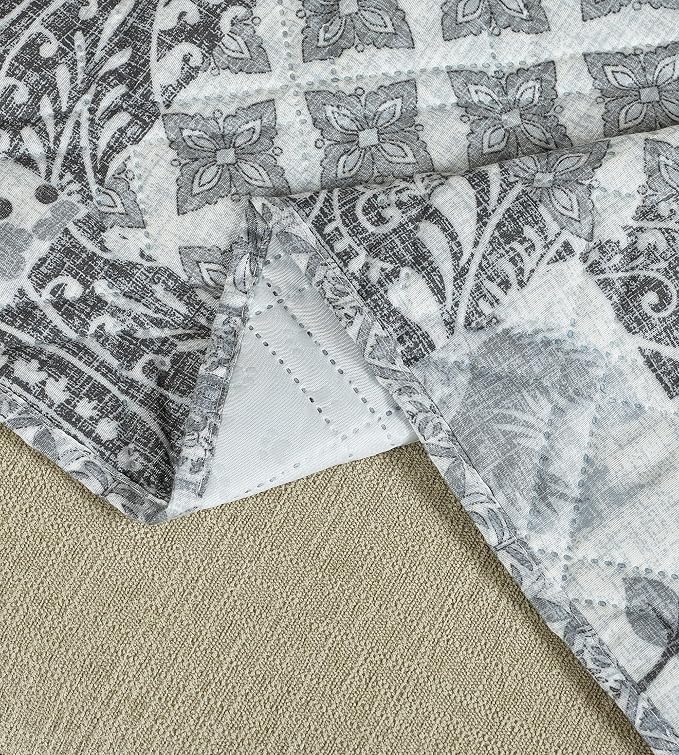 Brilliant Sunshine Grey Flowers Patchwork Couch Armrest 5 Pockets Organizer - Image 5