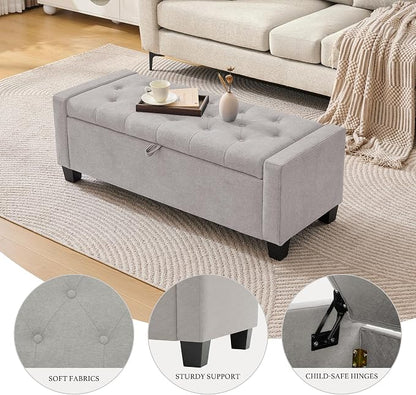 Huatean Home 43" Ottoman with Storage, Storage Ottoman Bench with Safety Hinge - Image 3