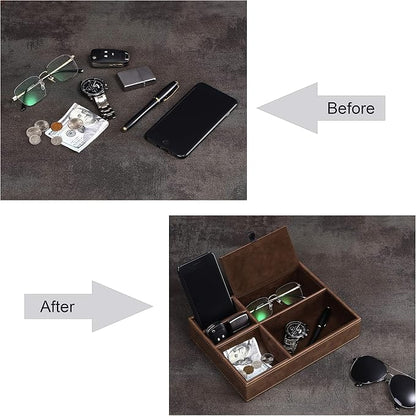 BEWISHOME Mens Valet Tray for men, Nightstand Organizer, Dresser Organizer - Image 6
