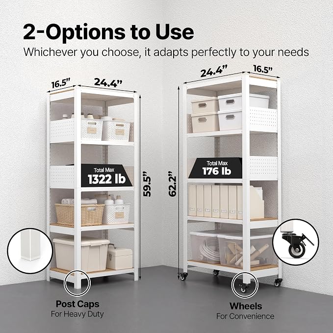 HOMEDANT 5-Tier Rolling Shelving Unit - Image 2