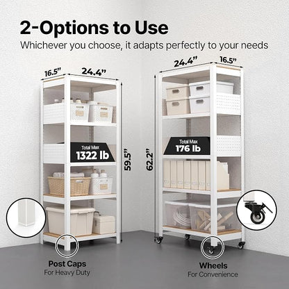 HOMEDANT 5-Tier Rolling Shelving Unit - Image 2