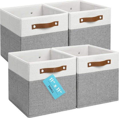 OrganiHaus 11" x 11" x 11" Fabric Cube Storage Bins Set of 4, Foldable by OrganiHaus