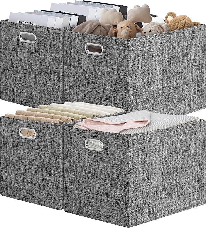 Posprica 15.12"x12.13"x12.01" Storage Cube Bins, Linen Decorative Closet by Posprica